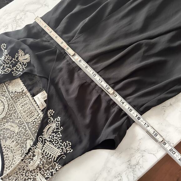 Meadow Rue Grecian Draped Sleeveless Tan‎ Lace Knee Length Dress women's size 12 - Picture 15 of 15